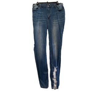 Fashion Nova Distressed Medium Wash Skinny Jeans